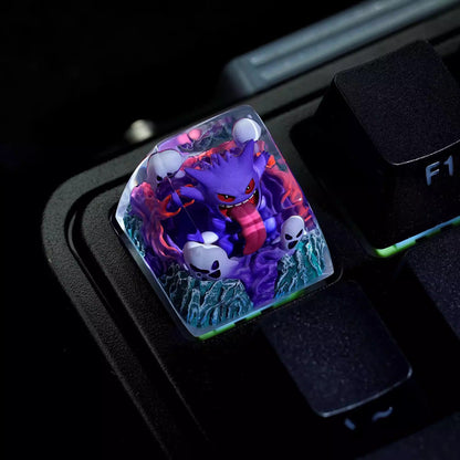 Gengar crystal resin personalized keycaps, anime and game culture creative decorative keycaps, mechanical keyboard creative art keycaps