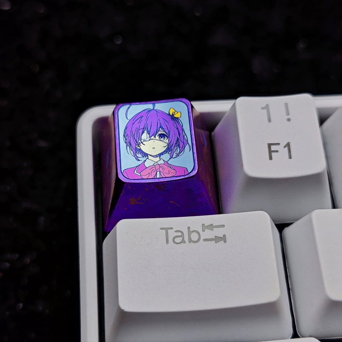Love, Chunibyo &amp; Other Delusions，Takanashi Rikka1 U titanium alloy personalized keycaps, anime and game cultural creative keycaps, mechanical keyboard decorative keycaps