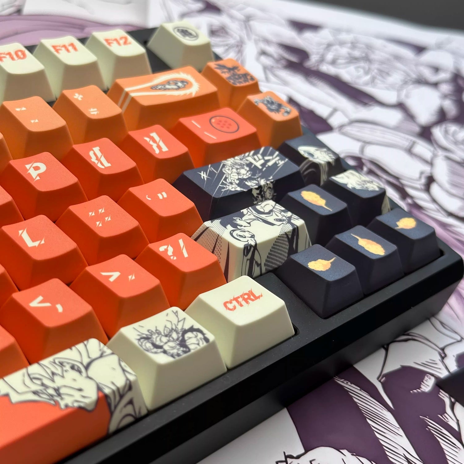 Dragon Ball series, Son Goku/Vegeta IV/Frieza, PBT material personalized keycap set, anime and game cultural and creative decorative keycap set, compatible with 61/64/68/75/84/87/104 mechanical keyboards