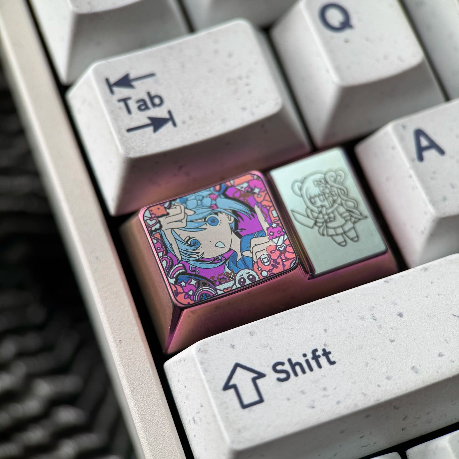 NEEDY GIRL OVERDOSE， 1.75U ladder CAPS titanium alloy personalized keycap, anime, gaming, cultural and creative mechanical keyboard decoration keycap