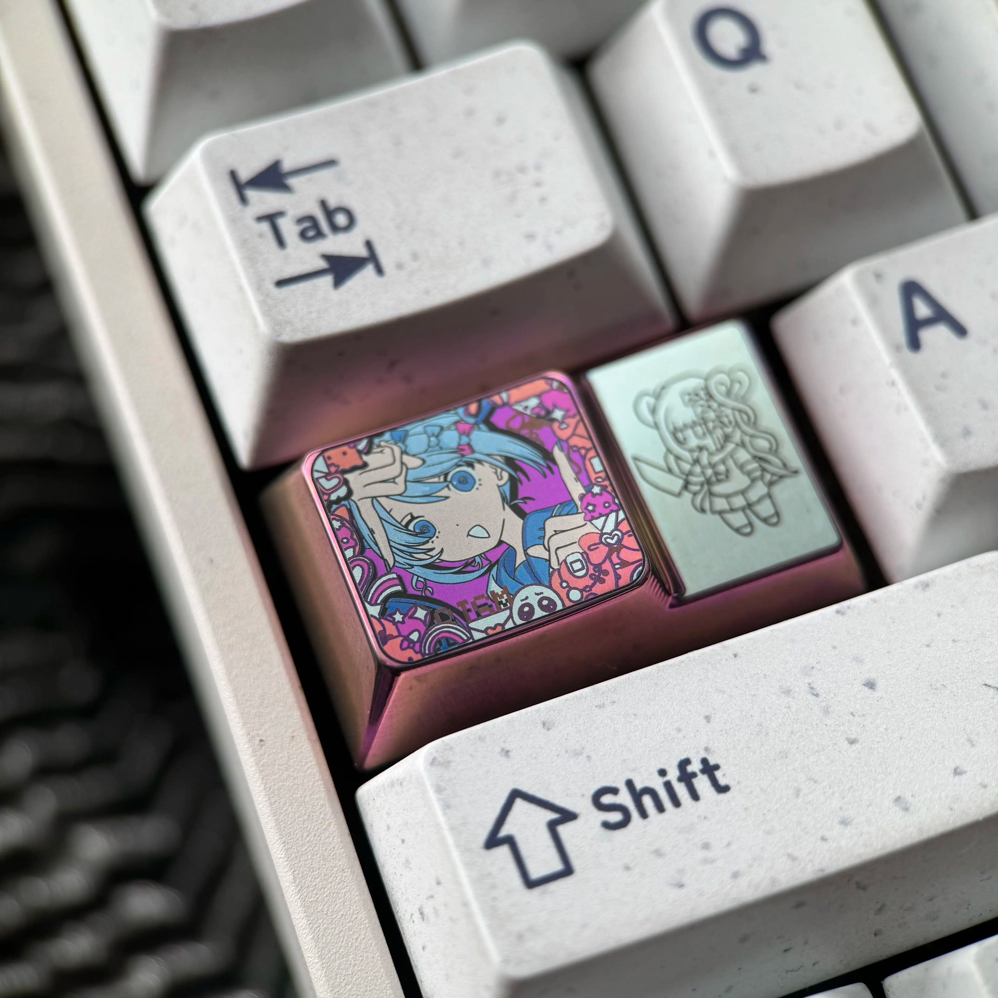 NEEDY GIRL OVERDOSE， 1.75U ladder CAPS titanium alloy personalized keycap, anime, gaming, cultural and creative mechanical keyboard decoration keycap