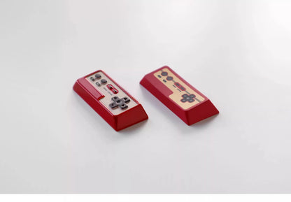 Metal die-cast, 2.25U red and white FC game console controller, mechanical keyboard cap, anodized metal keycap