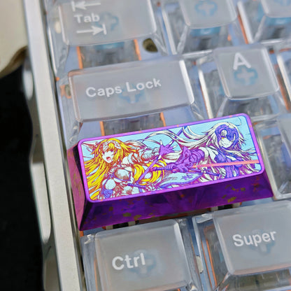 Fate, Joan of Arc themed design, 2.25U titanium alloy personalized keycaps, anime, gaming, cultural and creative mechanical keyboard decorative keycaps