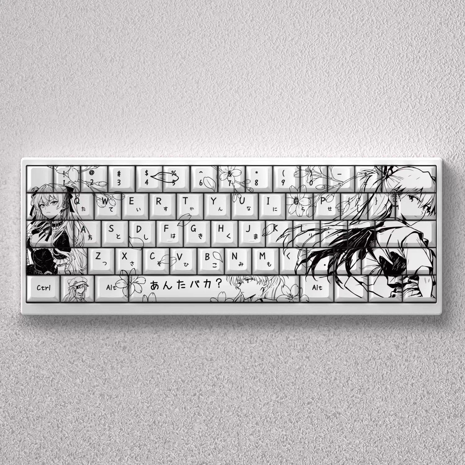 EVA series, Asuka theme, original high PBT material compatible with MX switch mechanical keyboard, anime game theme set keycaps, mechanical keyboard replacement keycap set