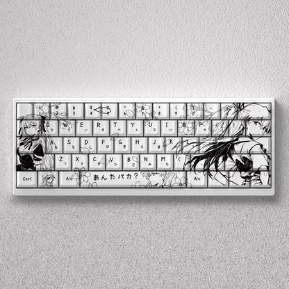 EVA series, Asuka theme, original high PBT material compatible with MX switch mechanical keyboard, anime game theme set keycaps, mechanical keyboard replacement keycap set