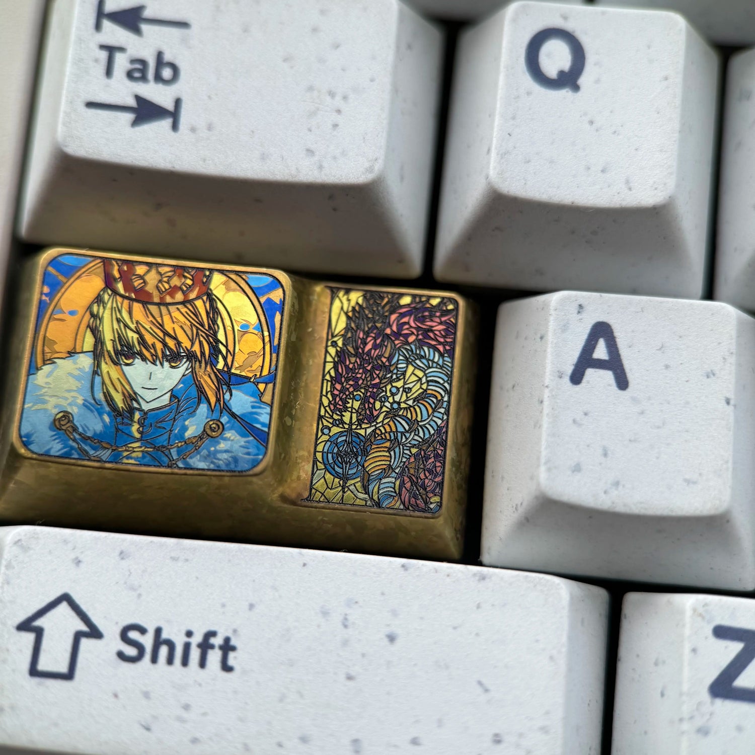 Fate， Saber, 1.75U ladder CAPS titanium alloy personalized keycap, anime, gaming, cultural and creative mechanical keyboard decoration keycap