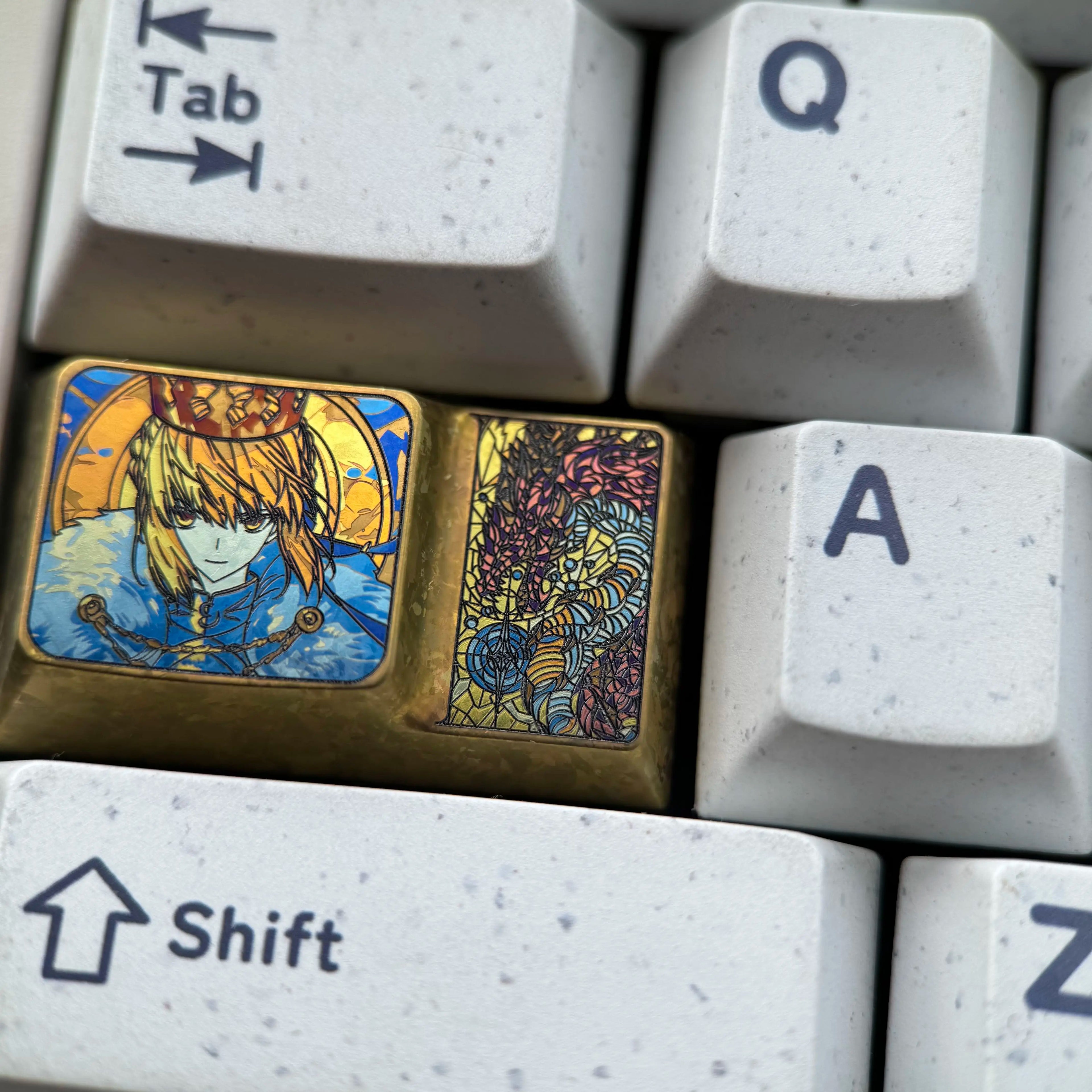 Fate， Saber, 1.75U ladder CAPS titanium alloy personalized keycap, anime, gaming, cultural and creative mechanical keyboard decoration keycap