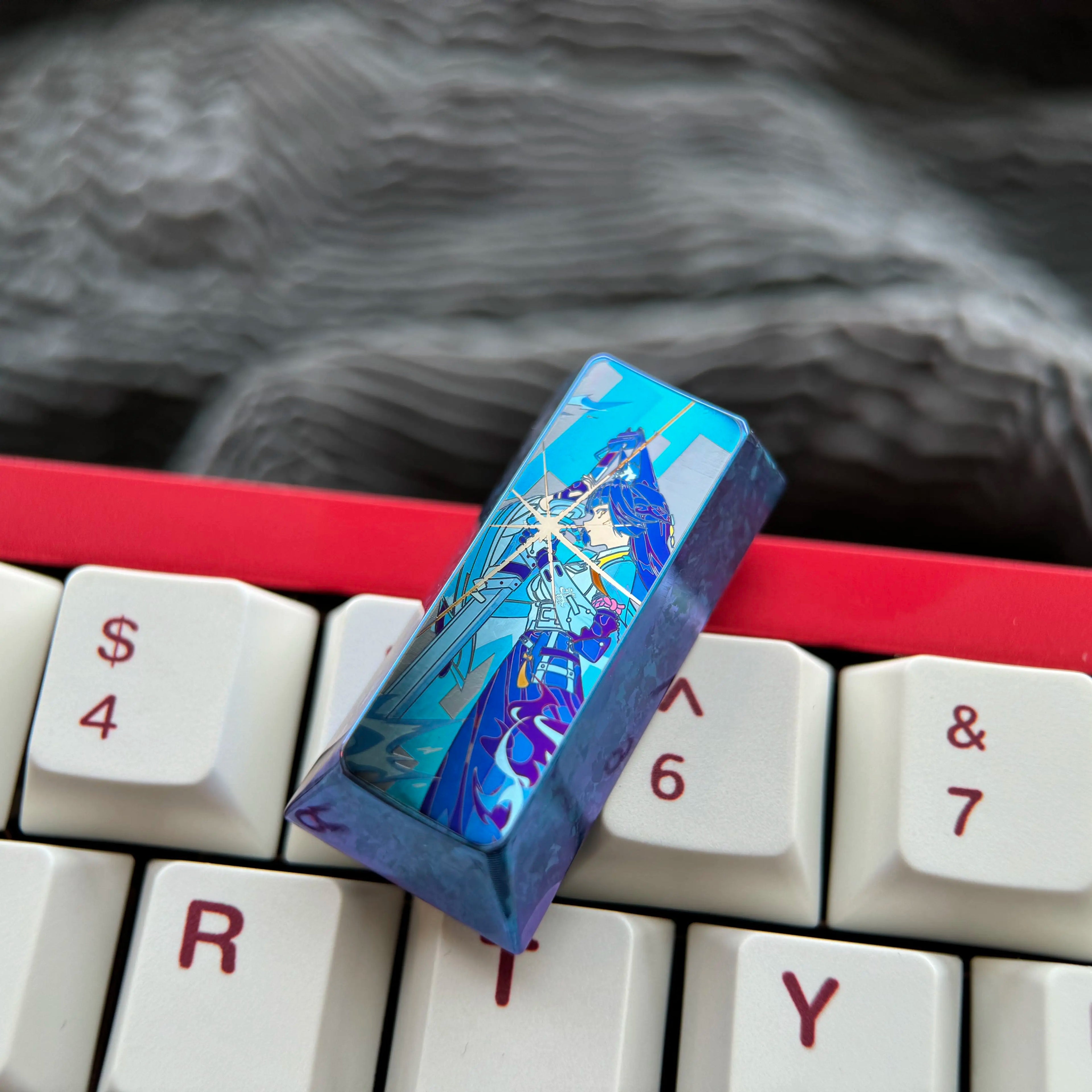 Mechanical keyboard 108% full-size keyboard, PAD keypad number area,+/Enter key, vertical 2U titanium alloy personalized key cap Collection, animation game cultural creative products, mechanical keyboard decorative key cap