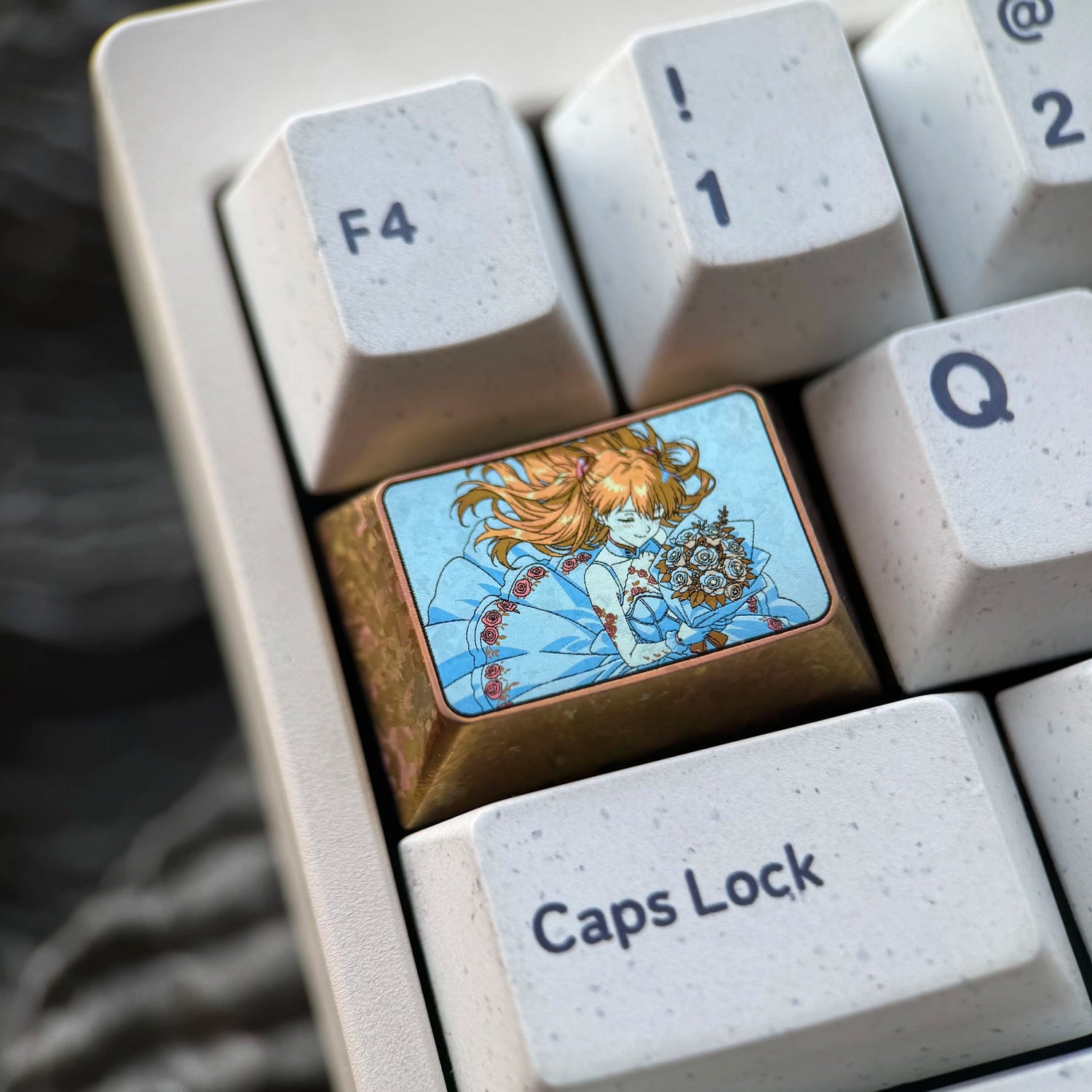 EVA Asuka Wedding Dress Theme, 1.5 U TAB，titanium alloy personalized keycaps, game creative cultural mechanical keyboard decorative keycaps