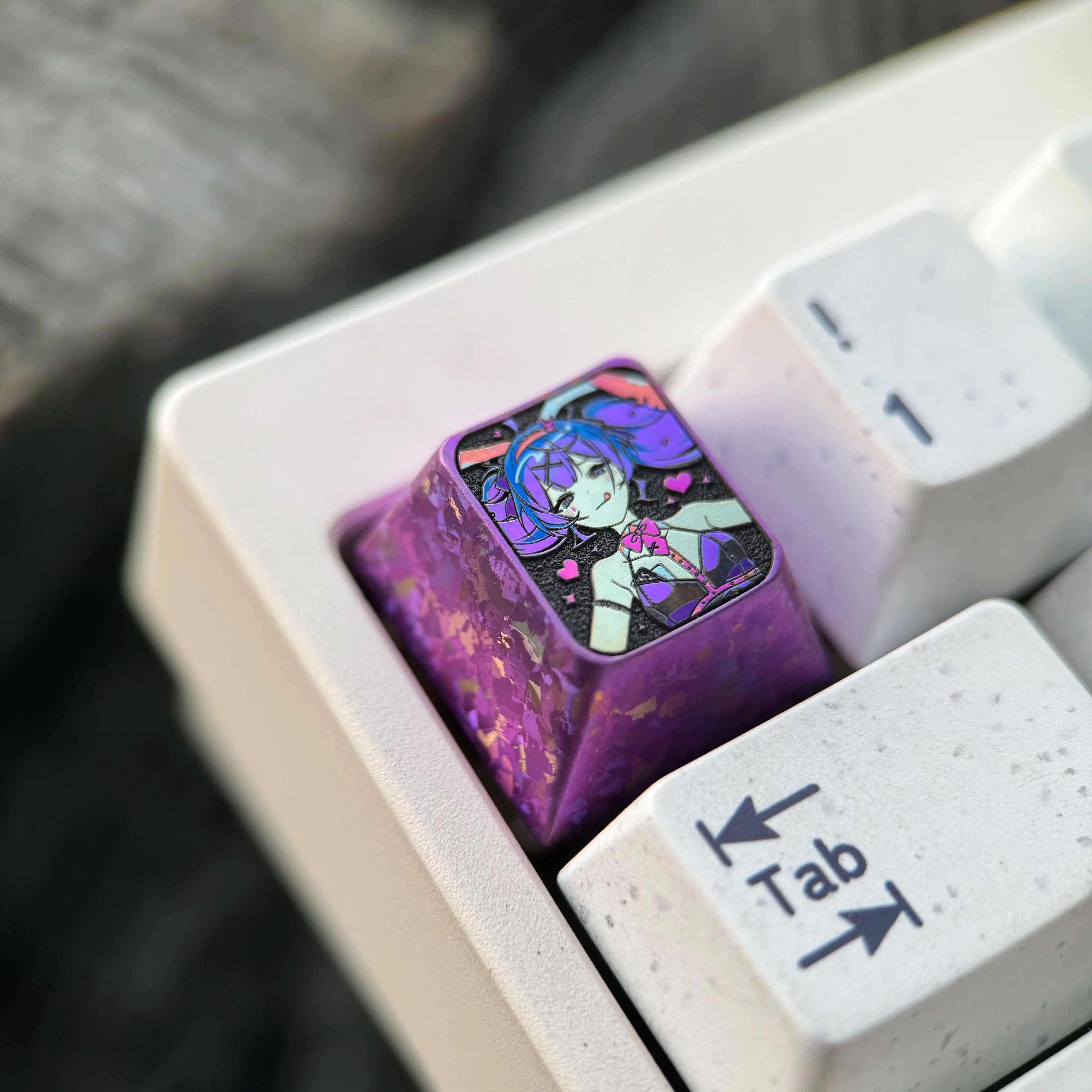Rabbit Hole Theme, 1U Colorful Titanium Alloy Personalized Keycap, Music Idol Anime Game Culture Creative Metal Decorative Keycap