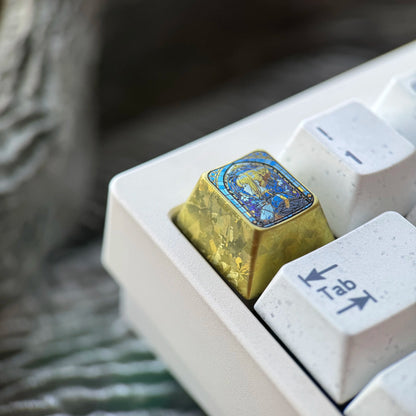 Fate/stay night, saber glass floral style 1U titanium alloy personalized keycap, anime and game creative peripheral mechanical keyboard decoration keycap