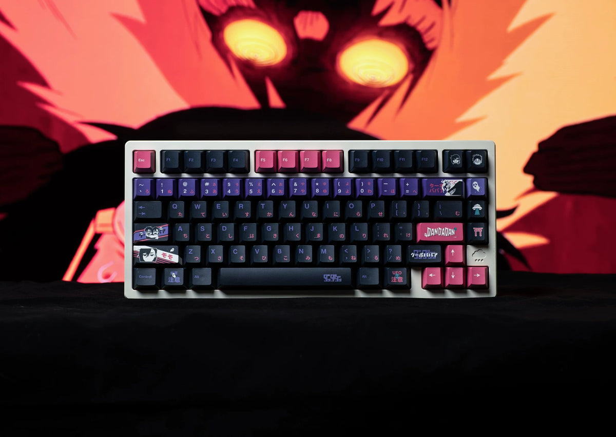 DAN DA DAN Theme Design Creative Keycaps, PBT material personalized key cap set, animation game culture creative decoration key cap set, compatible with 61/64/68/75/84/87/104 key mechanical keyboard