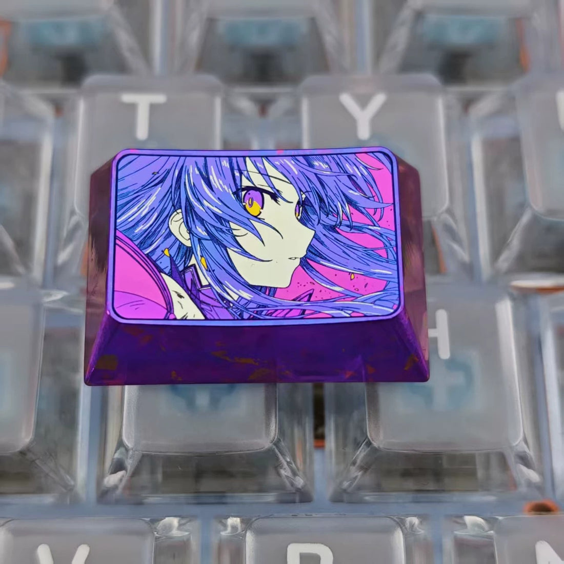 DATE A LIVE,Yatogami Tohka 1.5 U titanium alloy personalized keycaps, mechanical keyboard metal decorative keycaps, anime and game culture peripheral keycaps