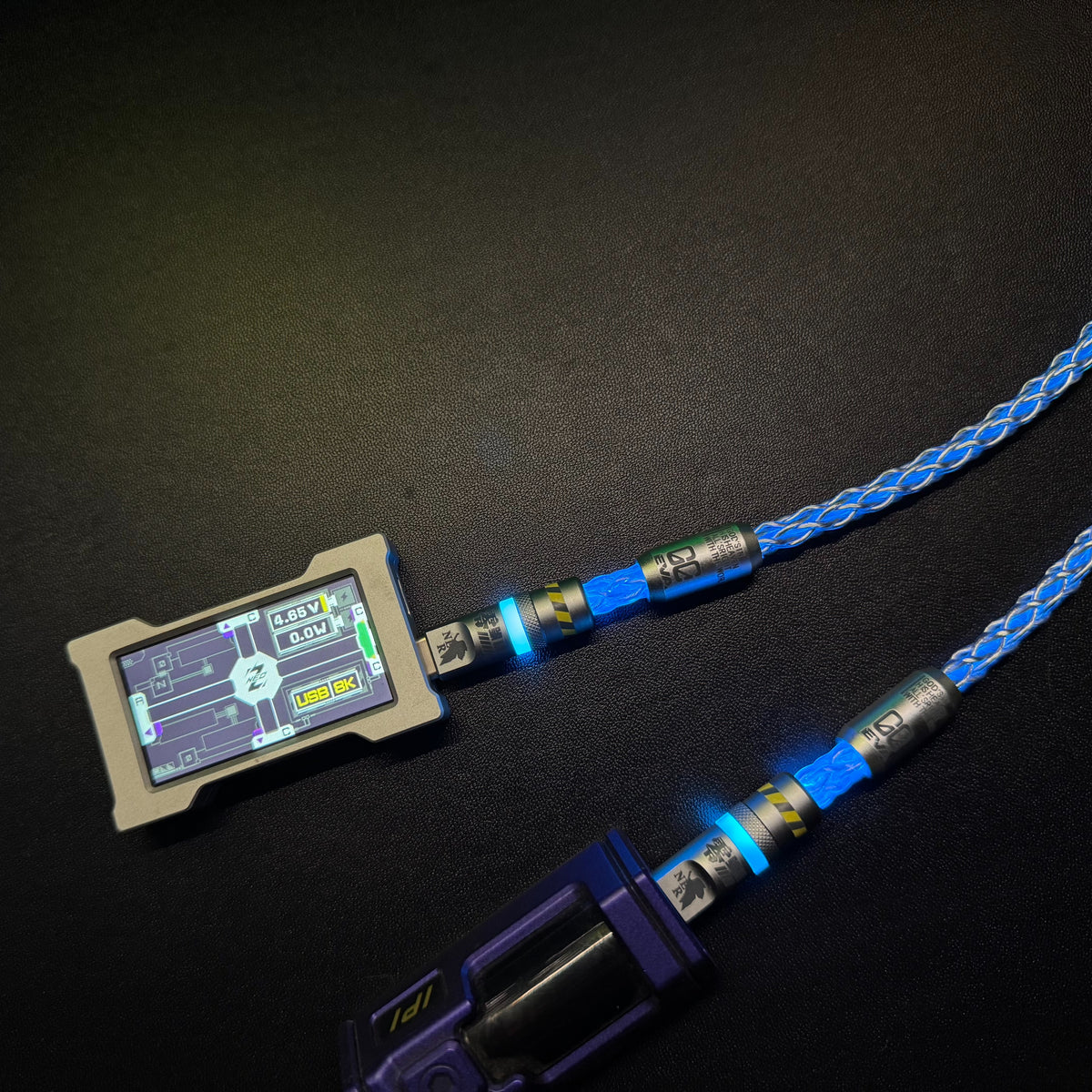 Customized manual data cable for mechanical keyboard with EVA theme design, dual type C aviation plug, dual 8K luminous data cables, magnetic axis mechanical keyboard