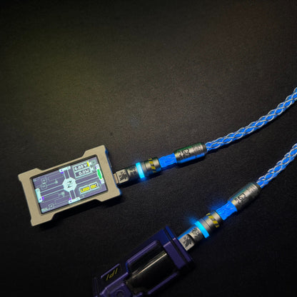 Customized manual data cable for mechanical keyboard with EVA theme design, dual type C aviation plug, dual 8K luminous data cables, magnetic axis mechanical keyboard