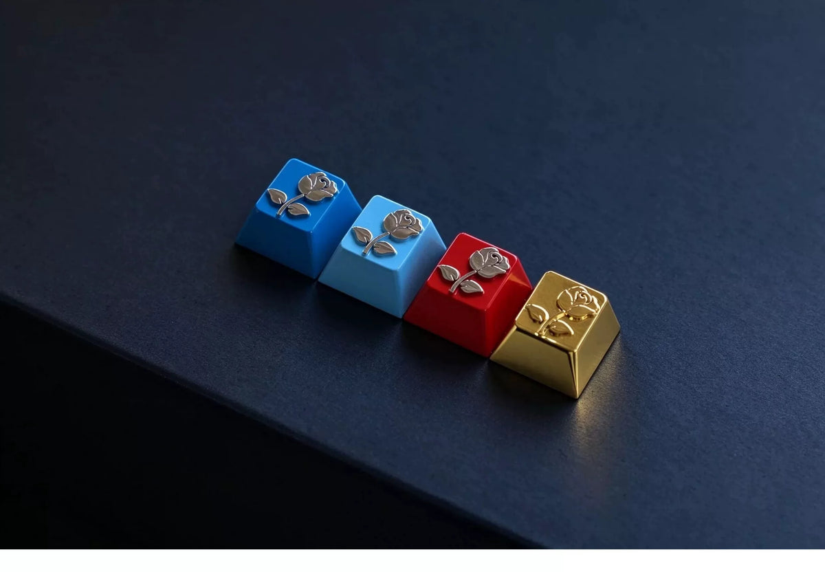 Metal Rose Keycaps, The Bridge of Madison County Metal Personalized Keycaps Original High Zinc Alloy Machine Metal Creative Decorative Keycaps