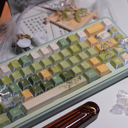 Oolong tea theme, afternoon tea, PBT material, sublimation， Personalized keycap set, original factory height mechanical keyboard decorative keycap set