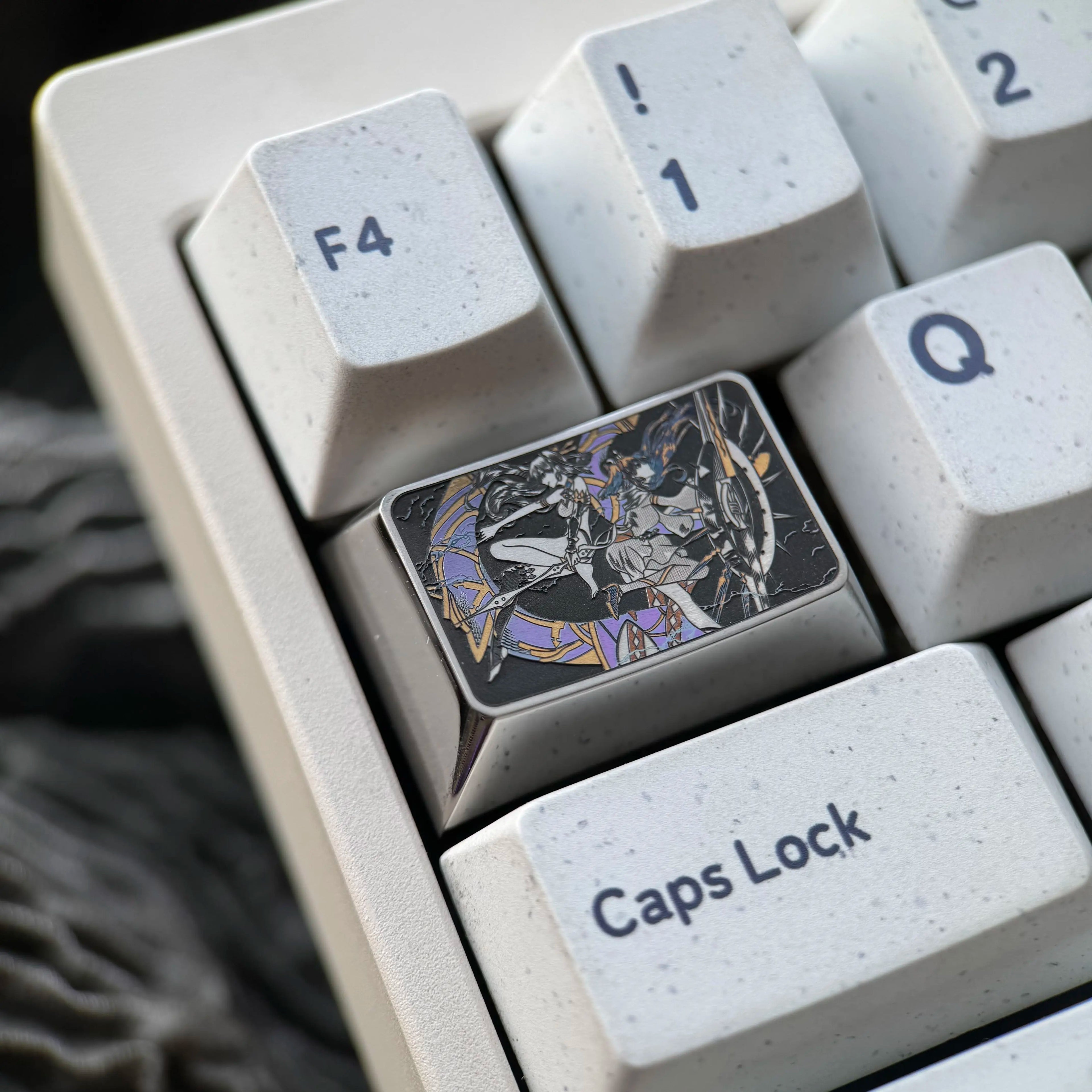 Fate/Grand Order，Ereshkigal， Titanium metal mechanical keyboard keycaps with precision carving of 1.5 Tab keys, decorative keycaps for anime, gaming, cultural innovation