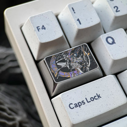 Fate/Grand Order，Ereshkigal， Titanium metal mechanical keyboard keycaps with precision carving of 1.5 Tab keys, decorative keycaps for anime, gaming, cultural innovation