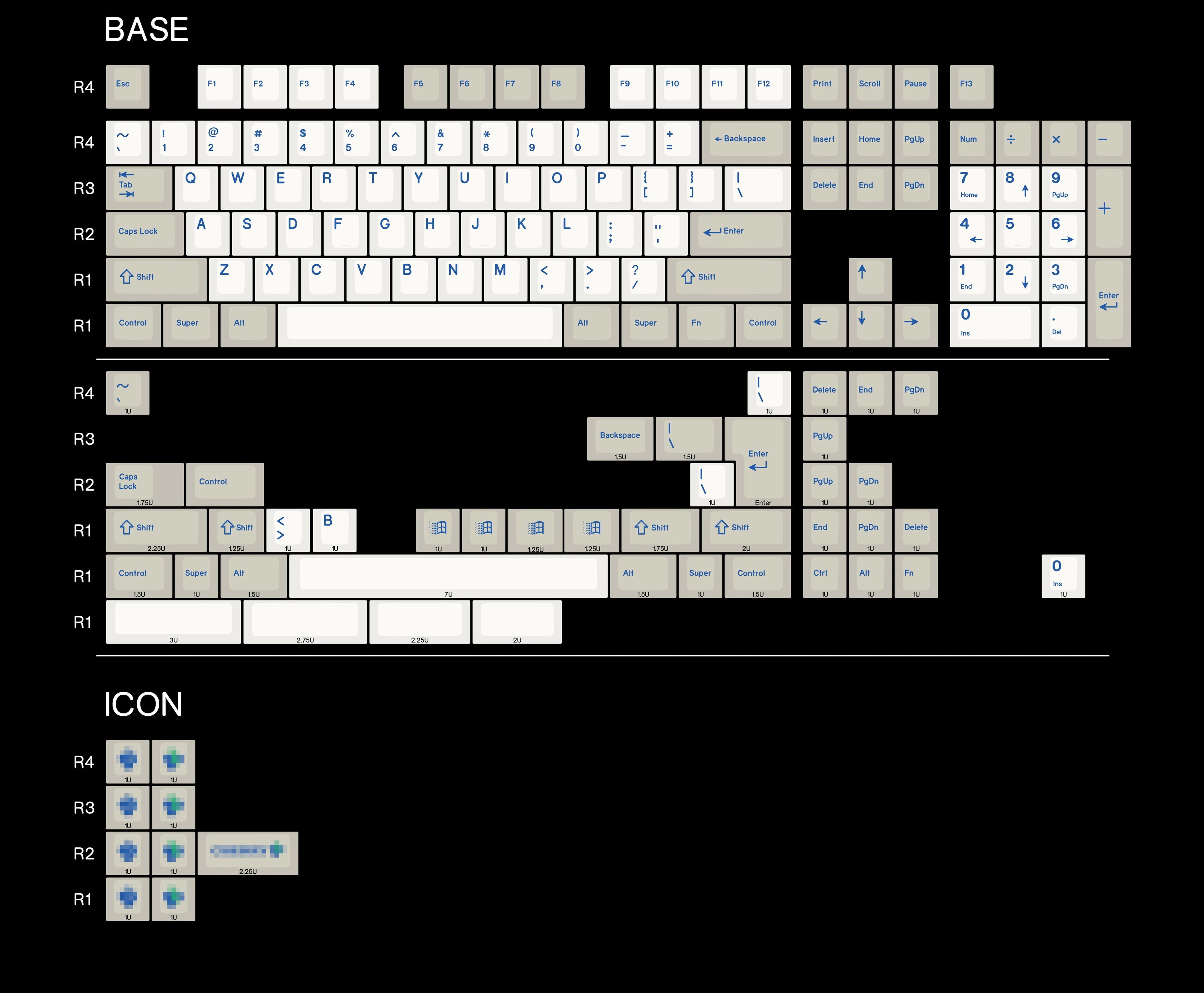 Vintage Blue Classic BLUE Cherry Original High Height PBT Mechanical Keyboard Keycaps, compatible with 61/64/68/75/84/87/104 Mechanical Keyboard Replacement Keycaps