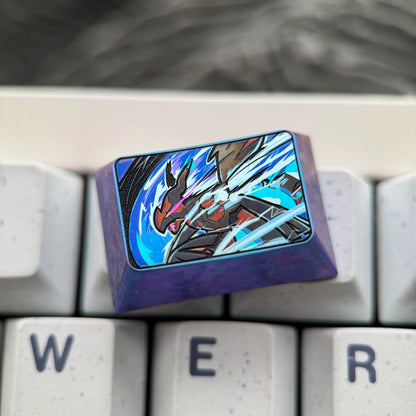 Pok é mon series, Zekrom theme, 1.5U titanium alloy personalized keycaps, anime metal keycaps, mechanical keyboard decorative keycaps