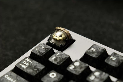 Skeleton Space Man Machine Gun Soldier Personalized Keycaps, Original Design Resin Material Mechanical Keyboard Decorative Keycaps, Cartoon Art Keycaps