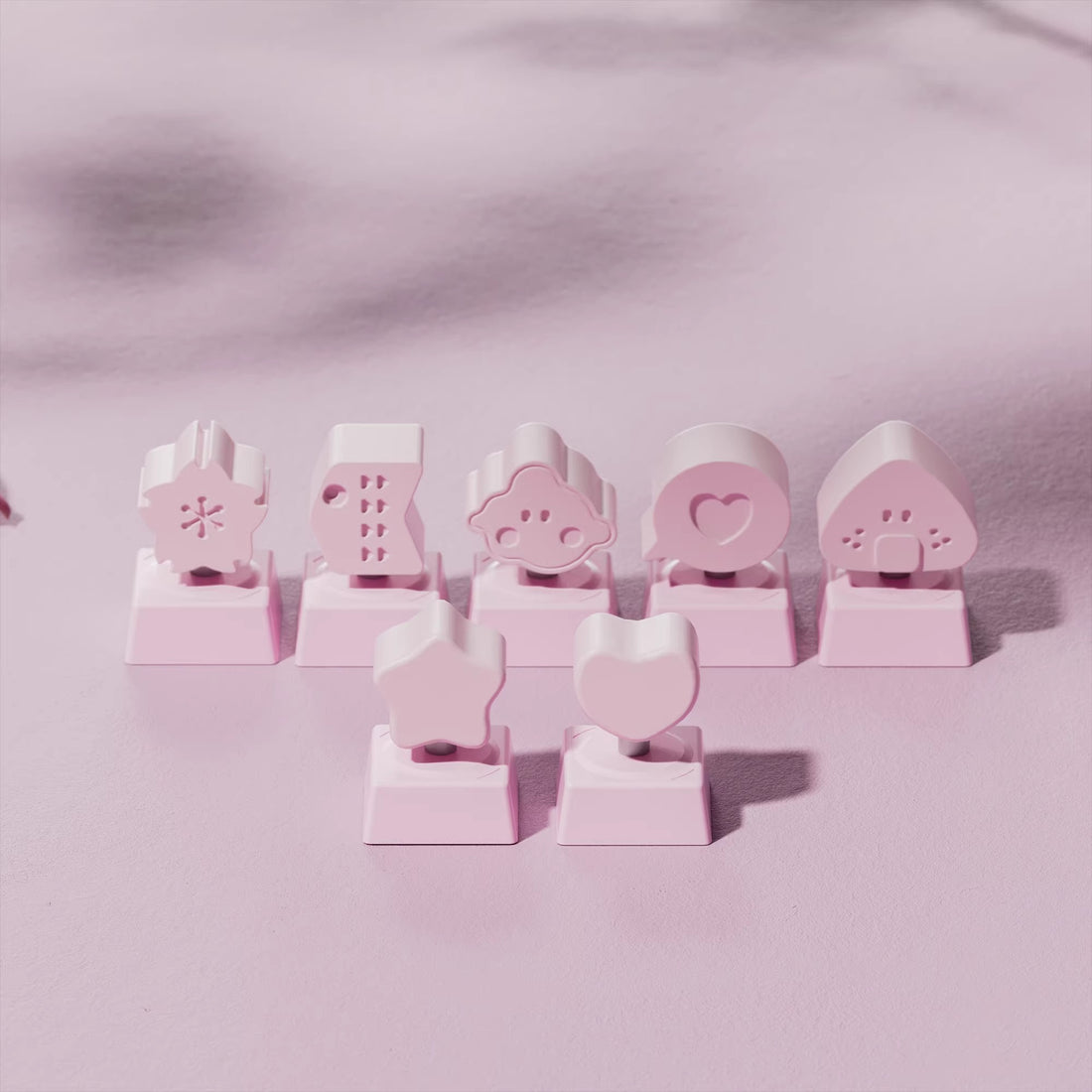 Pink logo metal personalized keycaps, mechanical keyboard pink decorative keycaps, three-dimensional pattern art keycaps