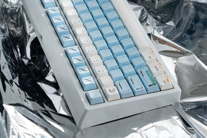 Space Station Theme SpaceStation Mechanical Keyboard Keycaps in Blue and White Color, Original Factory Height PBT Material Decorative Keycap Set