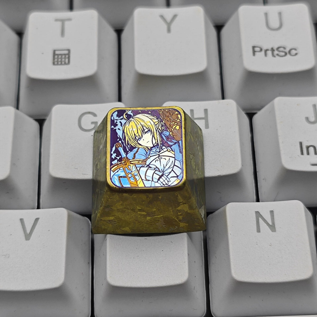 Fate/stay night,saber 1 U titanium alloy personalized keycaps, anime and game cultural creative keycaps, mechanical keyboard decorative keycaps