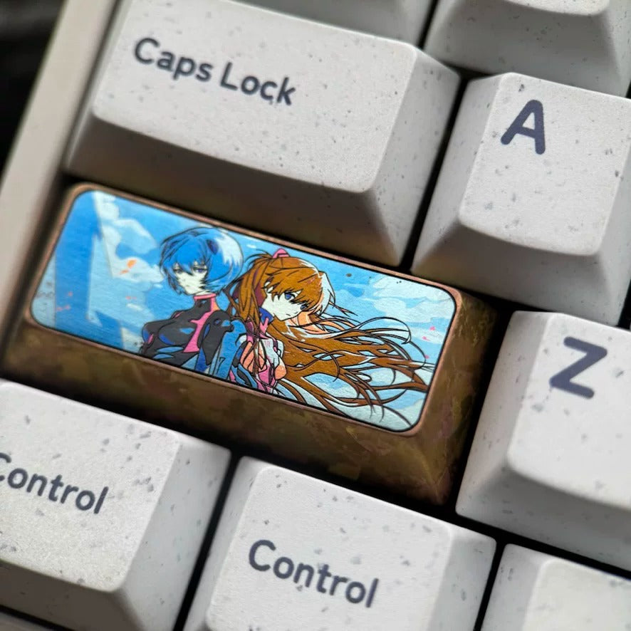 EVA, Asuka/Ayanami Rei, 2.25U titanium alloy personalized keycaps, anime game cultural creative keycaps, mechanical keyboard anime decorative keycaps