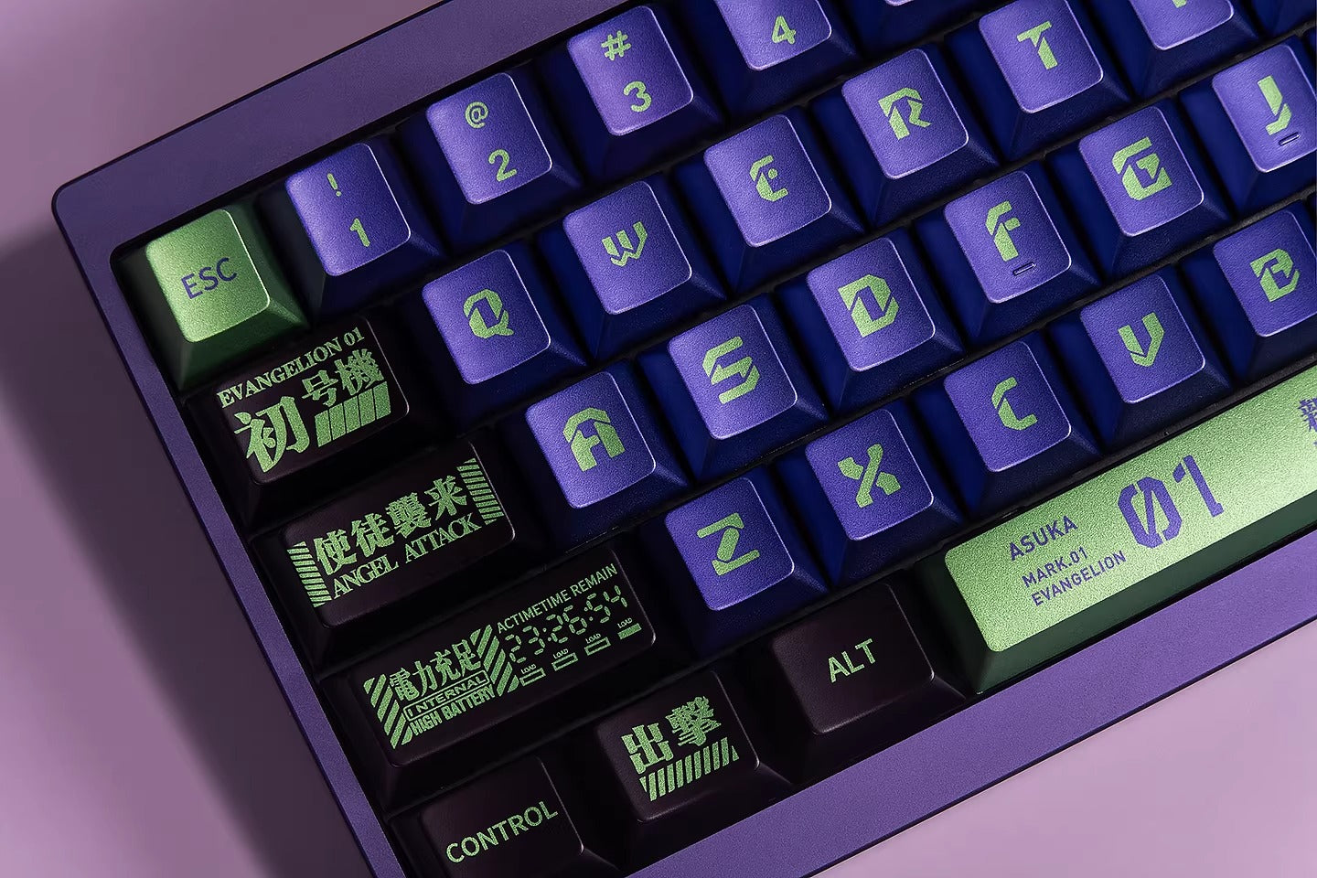 EVA series, mecha themed design, PBT metallic paint material personalized keycap set, anime and game creative design decoration set keycaps