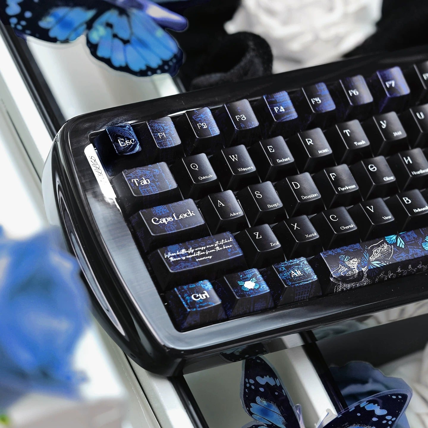 Skeleton Butterfly Keycap Set, Creative Keycap Cultural Art Keycap PBT Material Personalized Keycap Set, Compatible with 61/64/68/75/84/87/104 Key Mechanical Keyboard