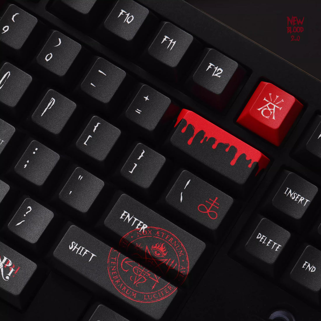 Original Gradient Keycap - Fresh Blood 2.0 Version 145 Key Original PBT Five sided Heat Sublimation Red and Black Theme Color Personalized Keycap Set