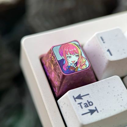 HATSUNE MIKU: COLORFUL STAGE! ， AKIYAMA MIZUKI, 1U ice crystal titanium alloy personalized keycap, anime and game culture peripheral products, mechanical keyboard decorative keycap.