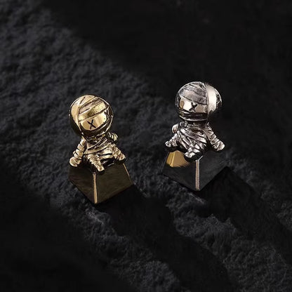 Metal doll mummy personalized keycaps, pure copper material artistic decorative keycaps