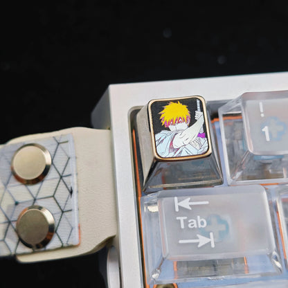 BLEACH Series, Kurosaki Ichigo Theme 1U Titanium Alloy Personalized Keycaps, Anime Game Culture Creative Mechanical Keyboard Decorative Keycaps