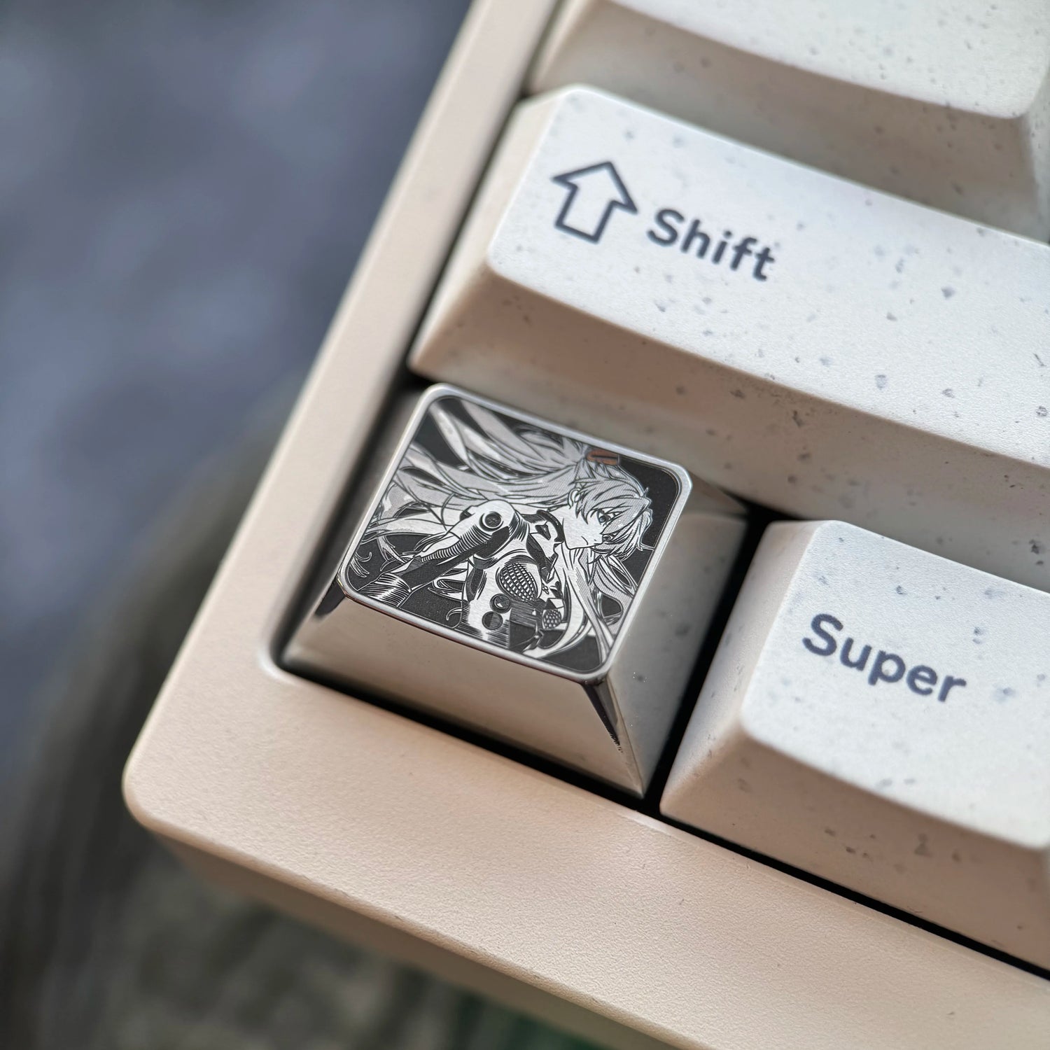 EVA series, Asuka themed 1.25U titanium alloy finely carved personalized keycaps, mechanical keyboard decorative keycaps