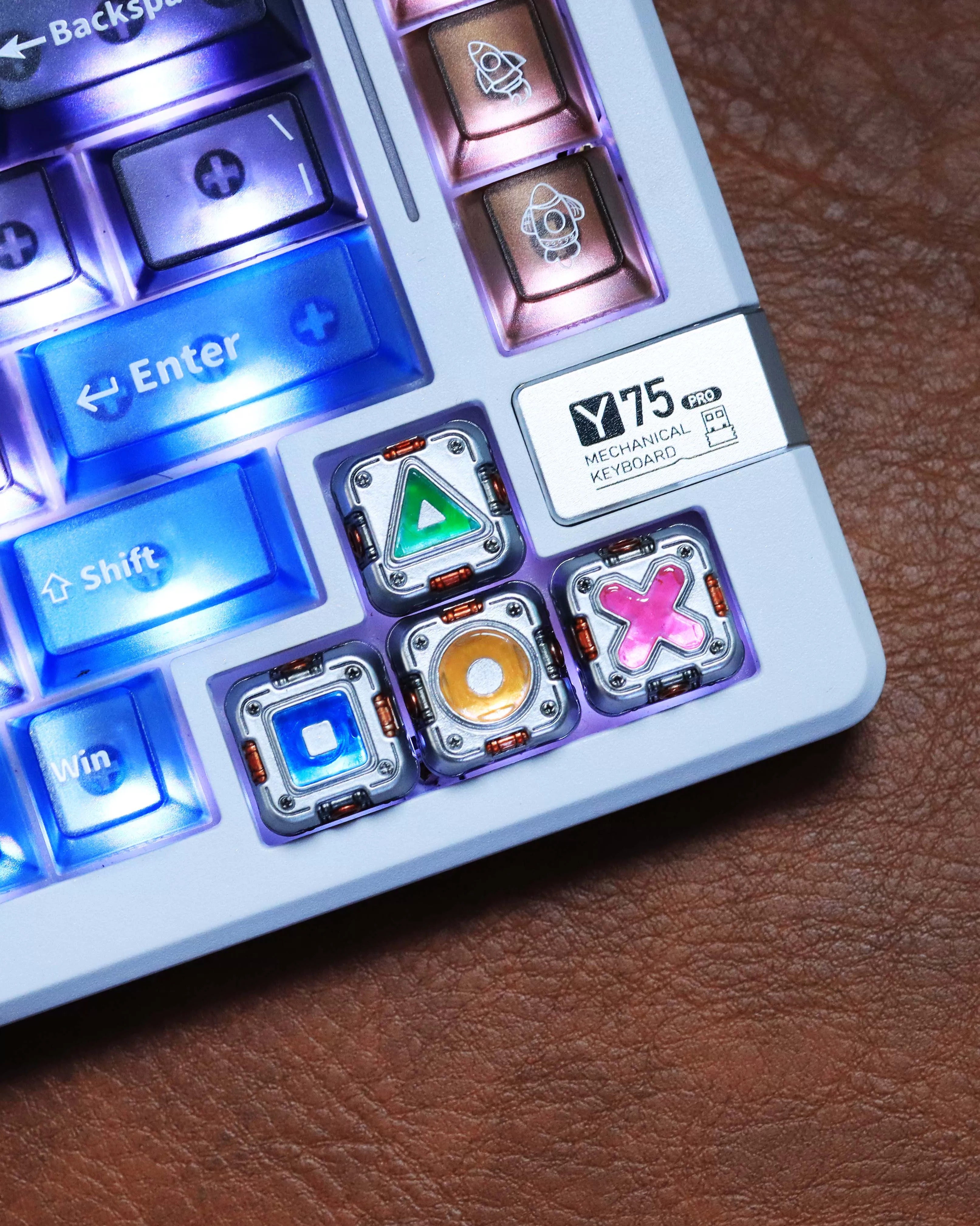 Cyberpunk style directional key set mechanical keyboard handmade personalized metal keycaps translucent personalized keycaps customized mechanical keyboard decorative keycaps