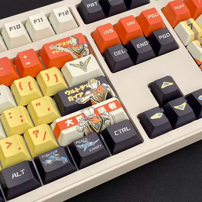Ultraman Gaia PBT material personalized key cap set, animation game culture creative decoration key cap set, compatible with 61/64/68/75/84/87/104 key mechanical keyboard