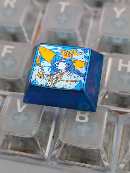 Mushoku Tensei: Jobless Reincarnation，Roxy Migurdia Greyrat ，1.25 U titanium alloy personalized keycaps, mechanical keyboard metal decorative keycaps, anime and game culture peripheral keycaps
