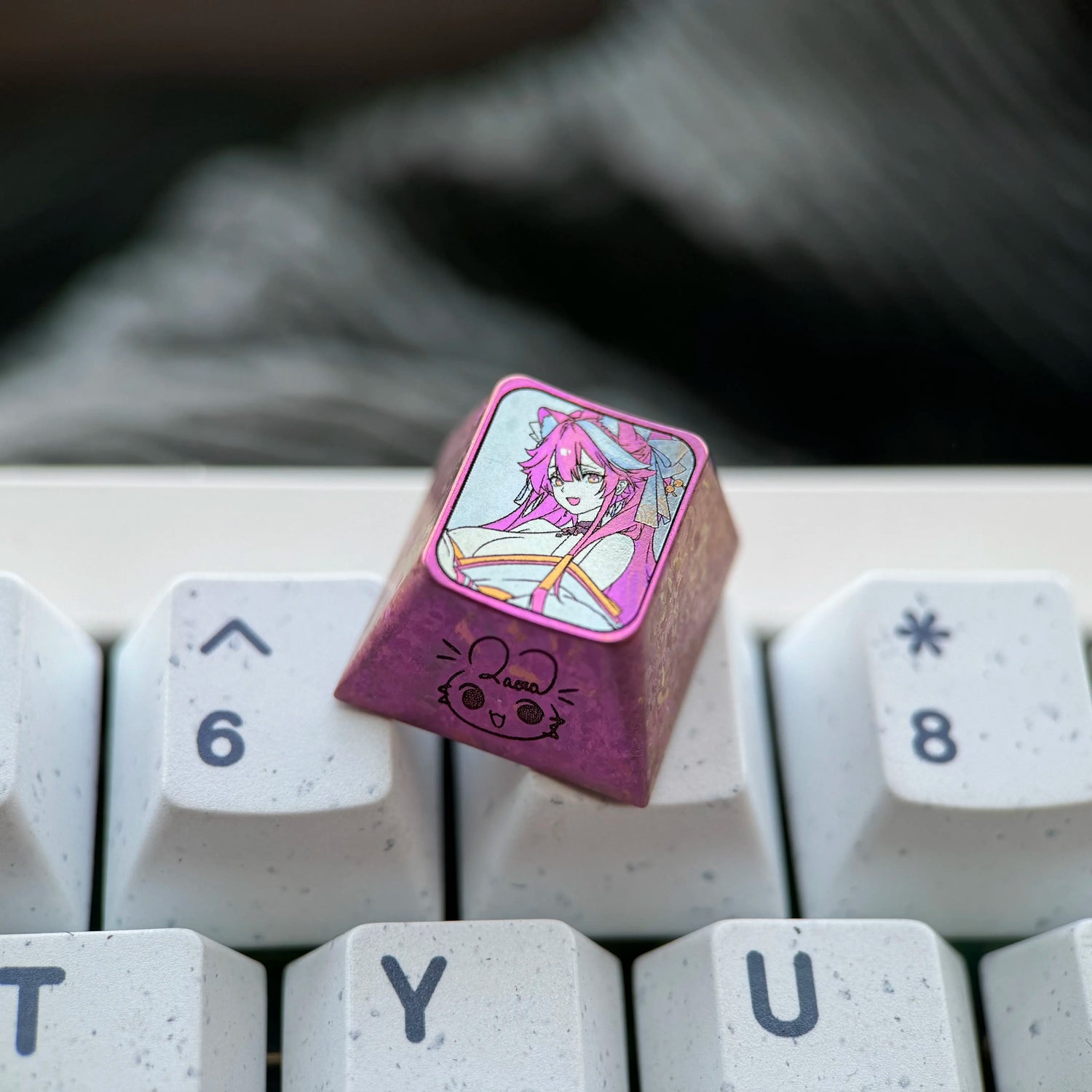 Raora Panthera theme design, 1U titanium alloy personalized keycaps, anime and game music mechanical keyboard creative decorative keycaps