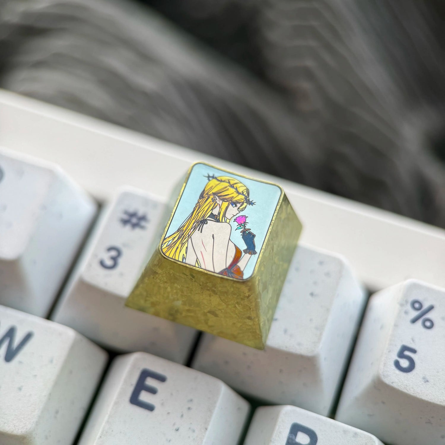 Wuthering Waves, Cartethyia Back, 1U Titanium Alloy Personalized Keycaps, Anime Game Culture Creative Mechanical Keyboard Decorative Keycaps