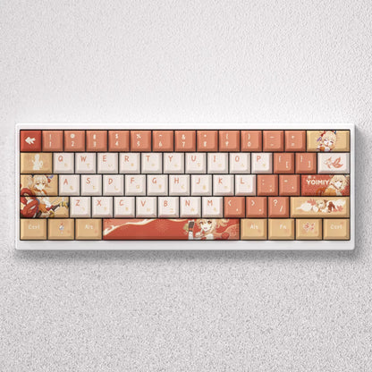 Genshin Impact series, Yoimiya theme, original high PBT material compatible MX switch mechanical keyboard, anime game theme set keycaps, mechanical keyboard replacement keycap set