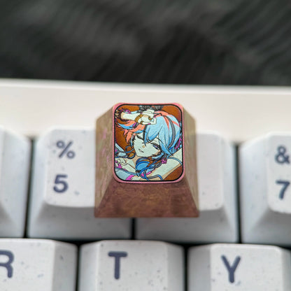 Wuthering Waves series, Camellya theme, 1U titanium alloy creative keycaps, personalized gaming keycaps, mechanical keyboards, metal decorative keycaps