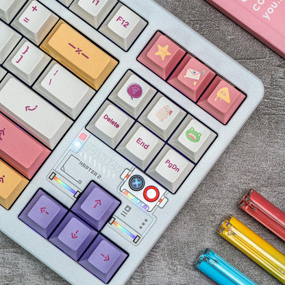 Macaron Color Theme PBT material personalized keycap set, anime and games cultural creative decoration keycap set, compatible with 61/64/68/75/84/87/104 mechanical keyboard