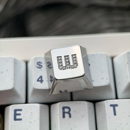 WASD combination set, titanium alloy inlaid gemstone CNC personalized keycaps, machined metal decorative keycaps, corrosion-resistant special metal keycaps, mechanical keyboard decorative keycaps
