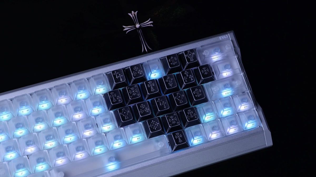 Vintage cross made of metal material, metal set retro medieval Gothic style creative keycap，Love type area/21 pieces/ a set mechanical keyboard, creative computer desktop matching keycaps, Mechanical keyboard decorative keycaps