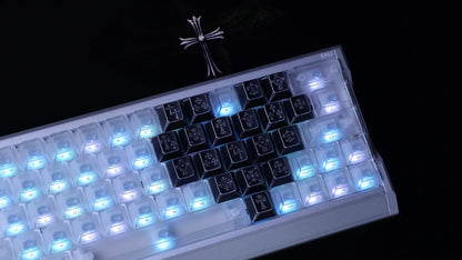 Vintage cross made of metal material, metal set retro medieval Gothic style creative keycap，Love type area/21 pieces/ a set mechanical keyboard, creative computer desktop matching keycaps, Mechanical keyboard decorative keycaps