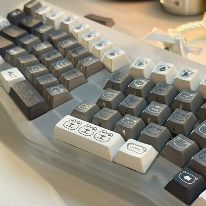 Emotional kitten theme design simple keycap replacement set, custom set personalized keycap series，PBT material, Original factory height, compatible with 61/64/68/75/84/87/104 mechanical keyboard keycap set