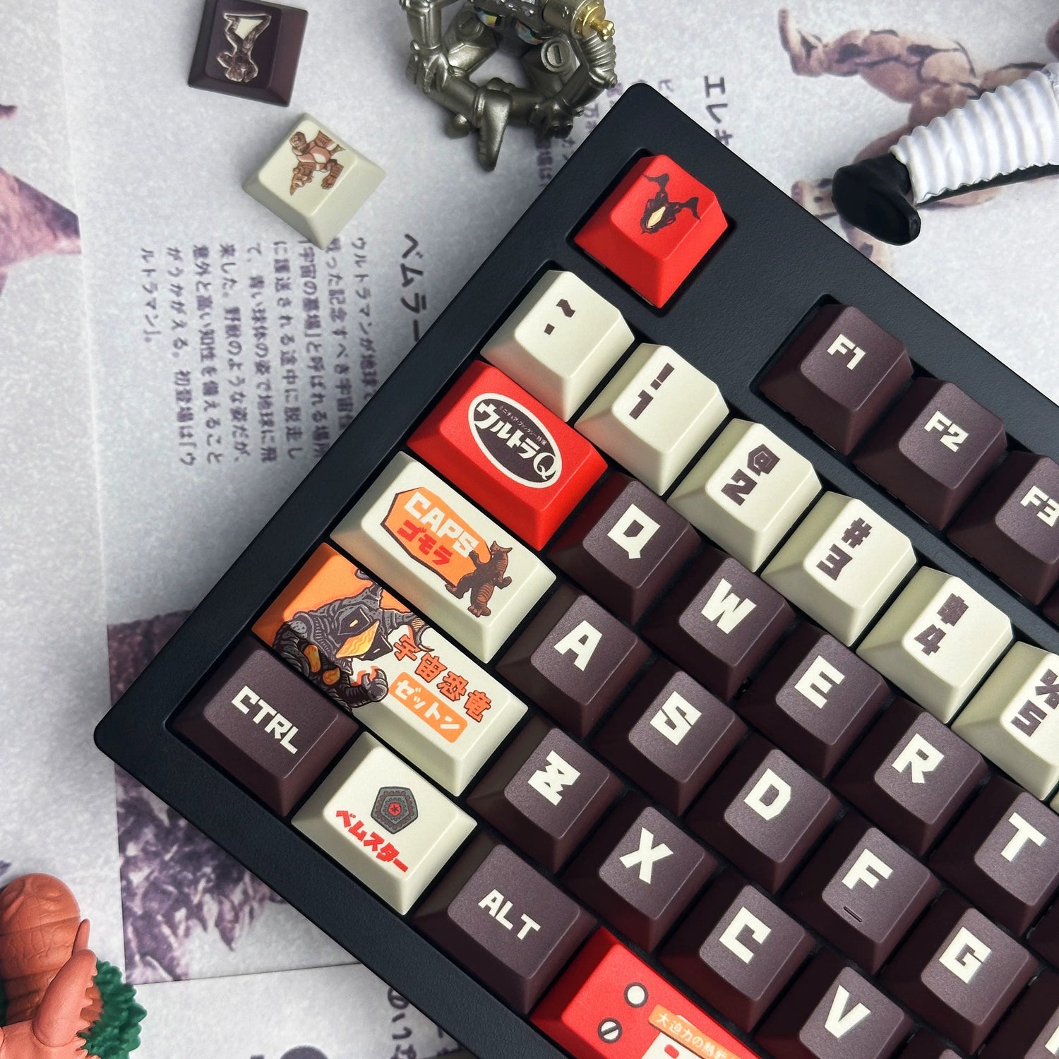 Ultraman series, monster themed collection! PBT material sublimation process, anime keycap set suitable for 61/64/68/75/84/87/104 Key Mechanical Keyboard